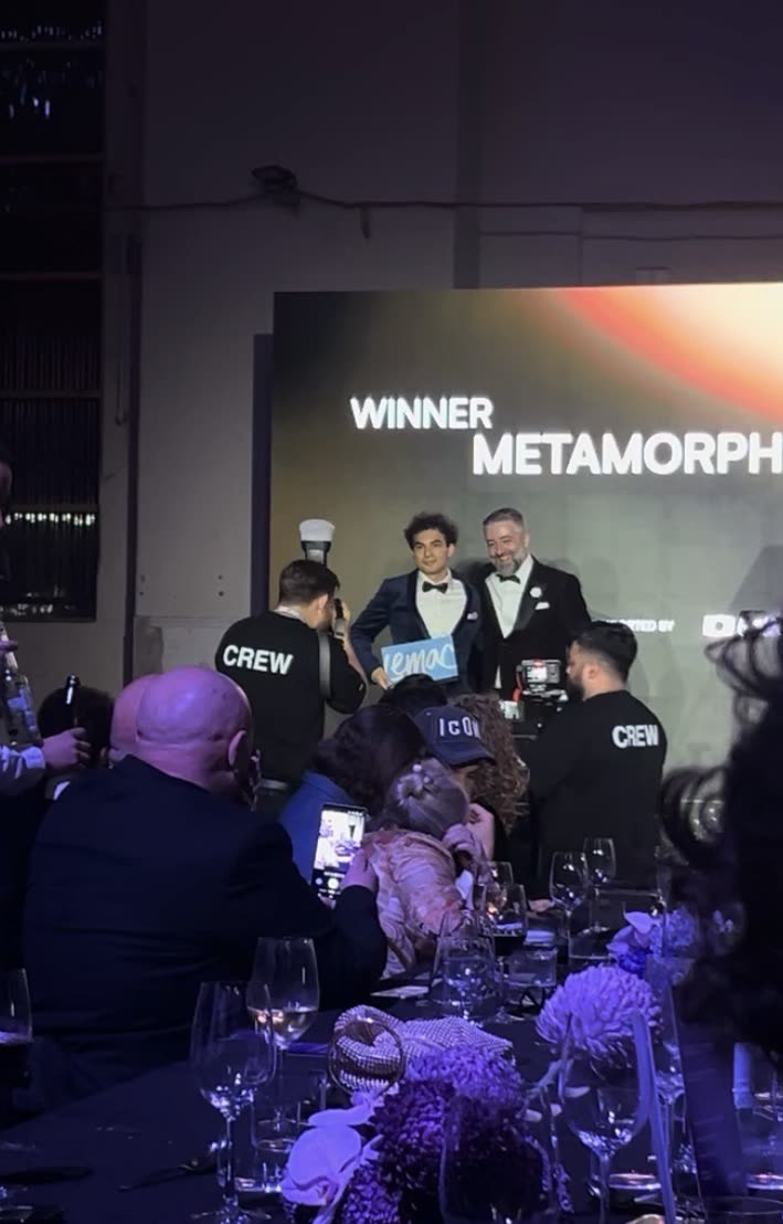 Metamorphosis winning an award on stage at the Sony Catchlight Film Festival